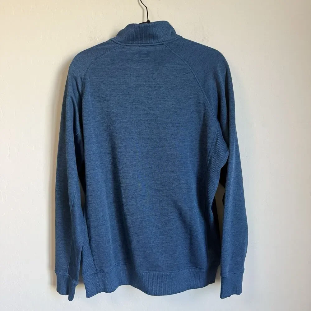 Under Armour Storm Mens LG 1/4 Zip Blue Fleece Pullover Sweater Cold Gear Golf